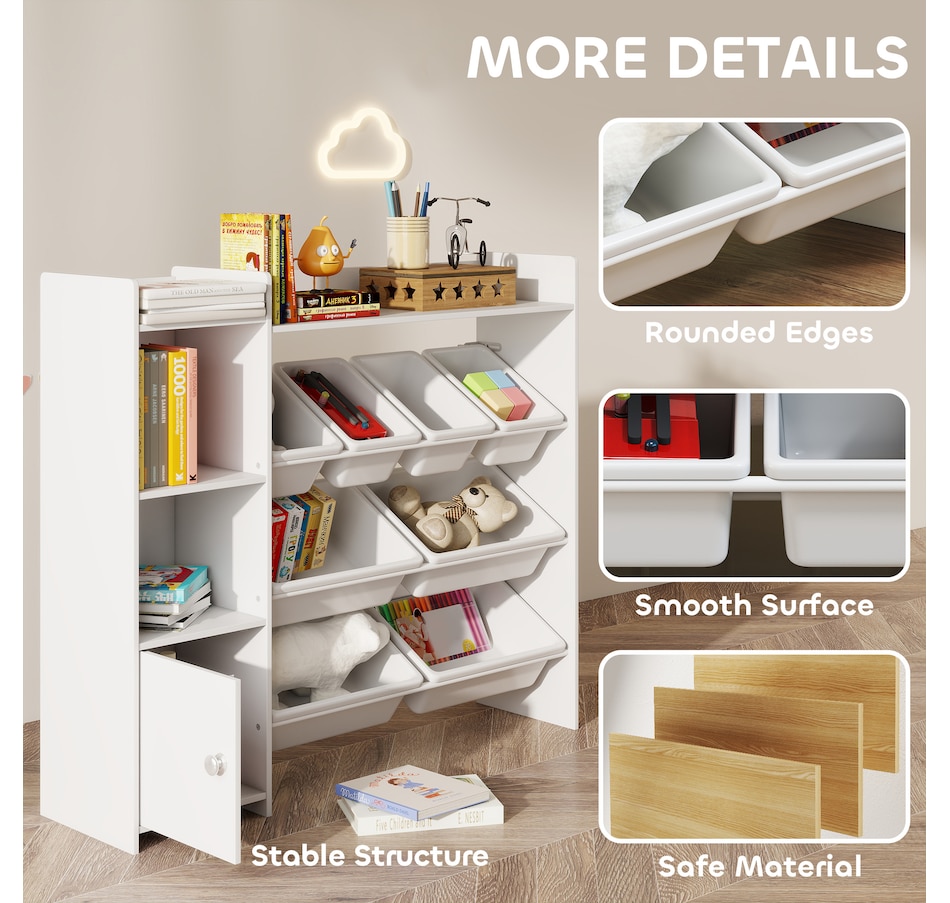 Image 930965_ALTMORE5.jpg, Product 930-965 / Price $129.99, Qaba Kids Bookshelf and Toy Storage Organizer with 8 Removable Bins, White from Qaba on TSC.ca's Home & Garden department