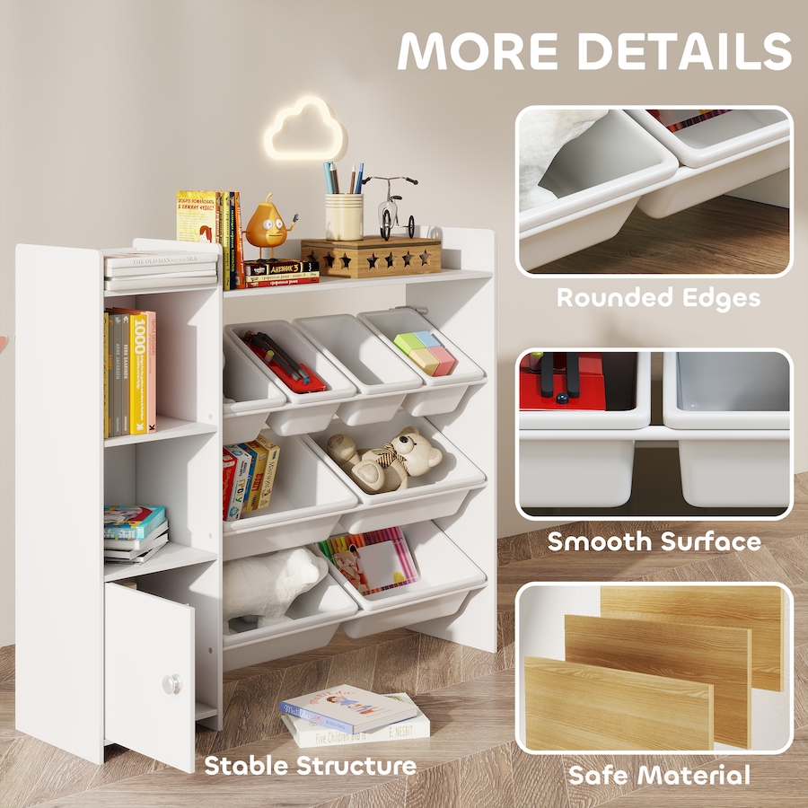 Image 930965_ALTMORE5.jpg, Product 930-965 / Price $125.99, Qaba Kids Toy Storage Organizer with 8 Removable Storage Bins, White from Qaba on TSC.ca's Home & Garden department