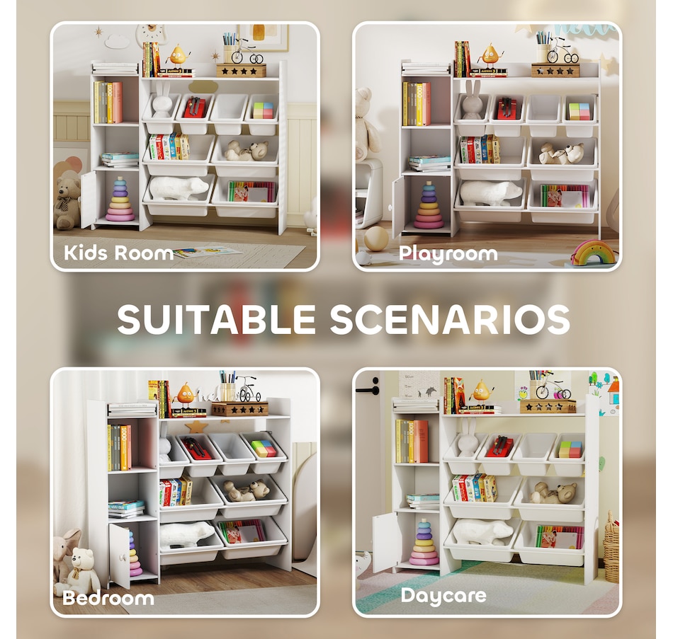 Image 930965_ALTMORE6.jpg, Product 930-965 / Price $129.99, Qaba Kids Bookshelf and Toy Storage Organizer with 8 Removable Bins, White from Qaba on TSC.ca's Home & Garden department