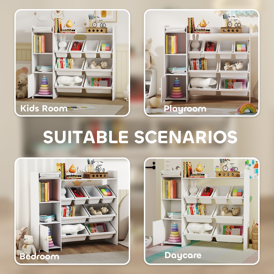 Image 930965_ALTMORE6.jpg, Product 930-965 / Price $125.99, Qaba Kids Toy Storage Organizer with 8 Removable Storage Bins, White from Qaba on TSC.ca's Home & Garden department