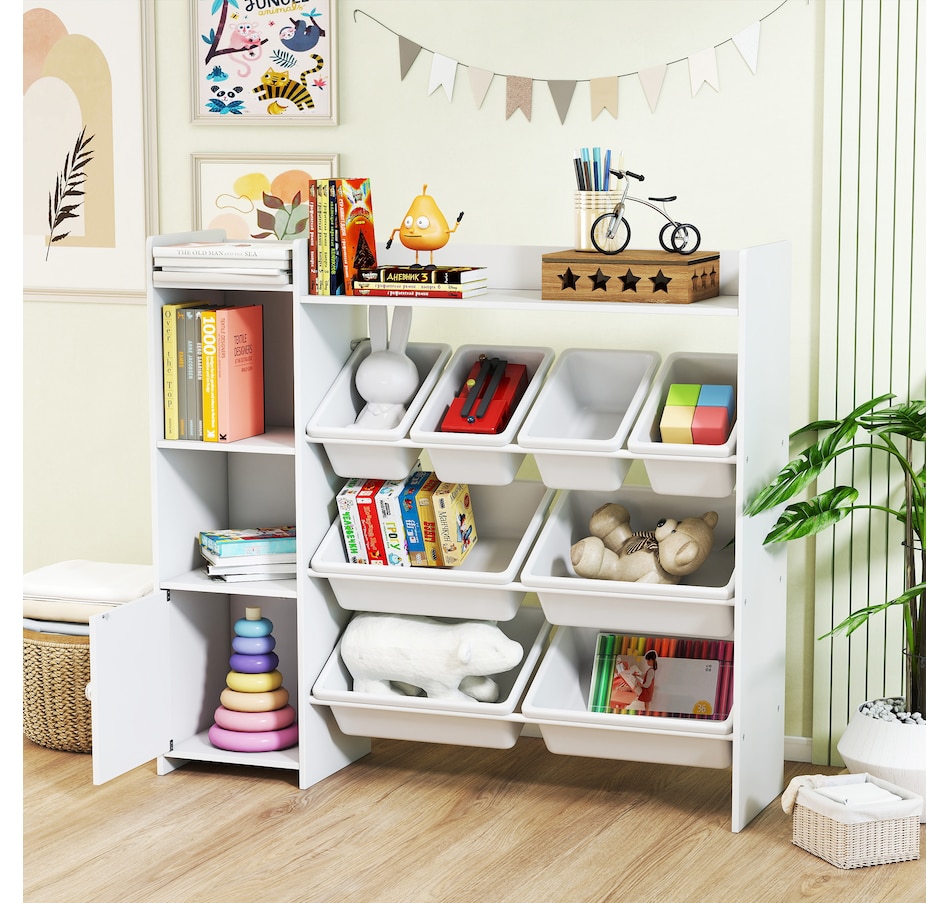 Image 930965_ALTMORE7.jpg, Product 930-965 / Price $129.99, Qaba Kids Bookshelf and Toy Storage Organizer with 8 Removable Bins, White from Qaba on TSC.ca's Home & Garden department