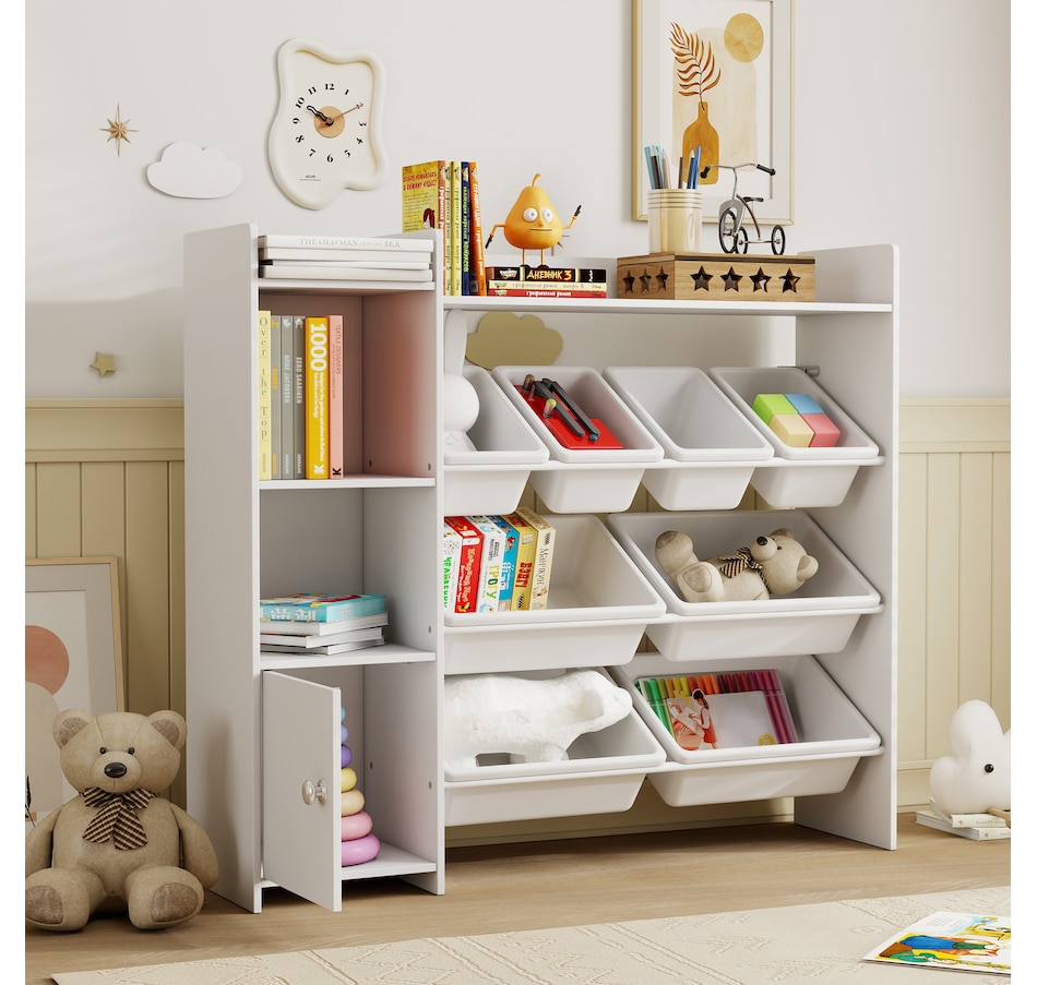 Image 930965_ALTMORE8.jpg, Product 930-965 / Price $129.99, Qaba Kids Bookshelf and Toy Storage Organizer with 8 Removable Bins, White from Qaba on TSC.ca's Home & Garden department