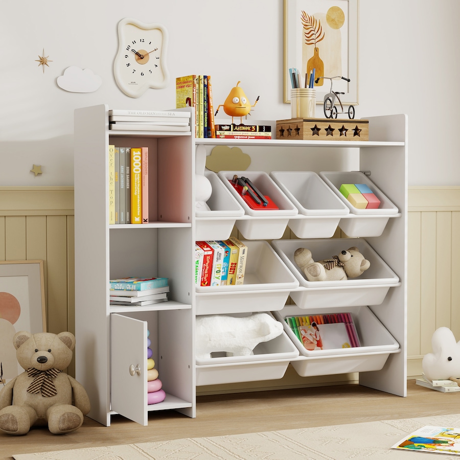 Image 930965_ALTMORE8.jpg, Product 930-965 / Price $125.99, Qaba Kids Toy Storage Organizer with 8 Removable Storage Bins, White from Qaba on TSC.ca's Home & Garden department