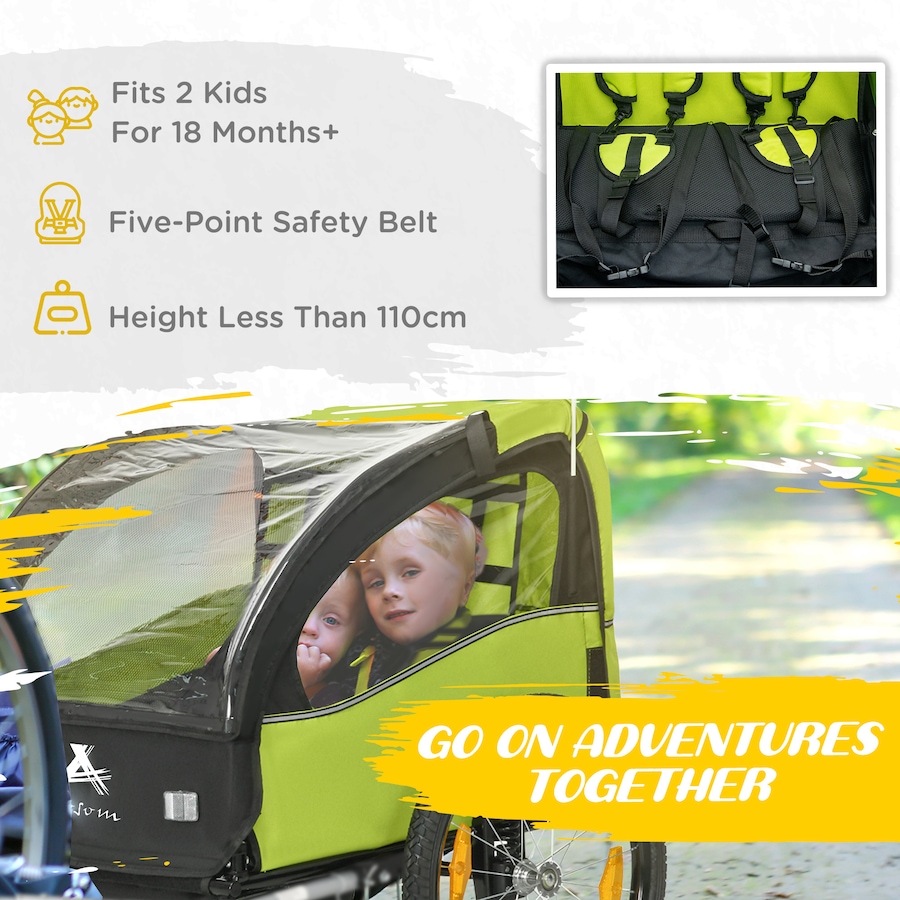 Image 930966_ALTMORE5.jpg, Product 930-966 / Price $199.99, Aosom 2 Seat Bike Trailer for Kids, Bicycle Trailer with Storage Bag, Green from Aosom on TSC.ca's Toys & Hobbies department