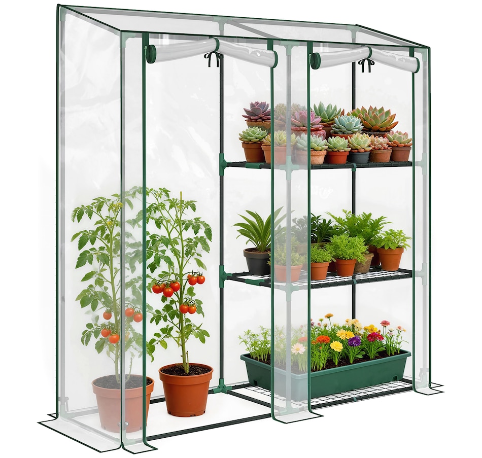 Image 930968.jpg, Product 930-968 / Price $59.99, Outsunny Mini Greenhouse, Portable Greenhouse with 3 Shelves, Clear from Outsunny on TSC.ca's Home & Garden department