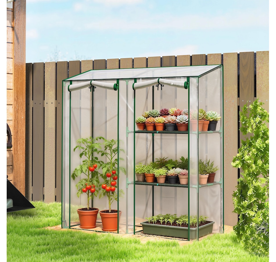 Image 930968_ALTMORE1.jpg, Product 930-968 / Price $59.99, Outsunny Mini Greenhouse, Portable Greenhouse with 3 Shelves, Clear from Outsunny on TSC.ca's Home & Garden department