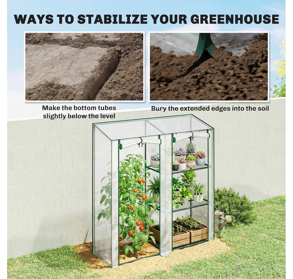 Image 930968_ALTMORE7.jpg, Product 930-968 / Price $59.99, Outsunny Mini Greenhouse, Portable Greenhouse with 3 Shelves, Clear from Outsunny on TSC.ca's Home & Garden department