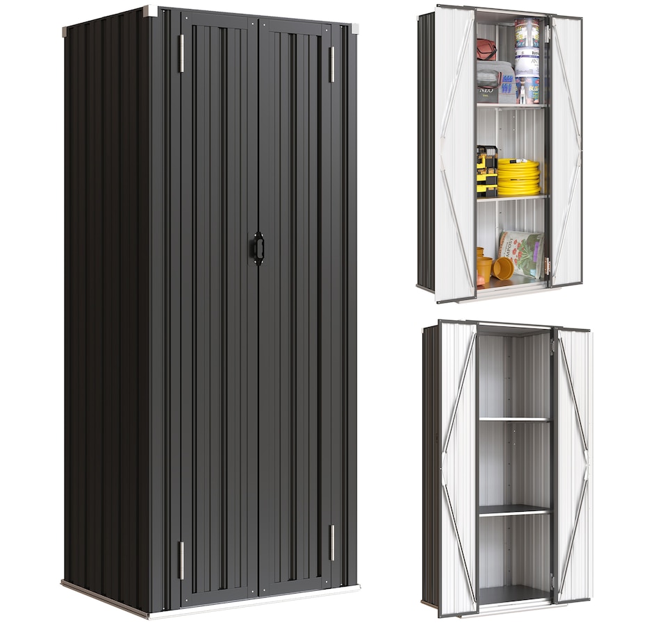 Image 930972.jpg, Product 930-972 / Price $229.99, Outsunny Outdoor Storage Shed with Double Doors 29.9" x21.7" x70.1", Dark Grey from Outsunny on TSC.ca's Home & Garden department
