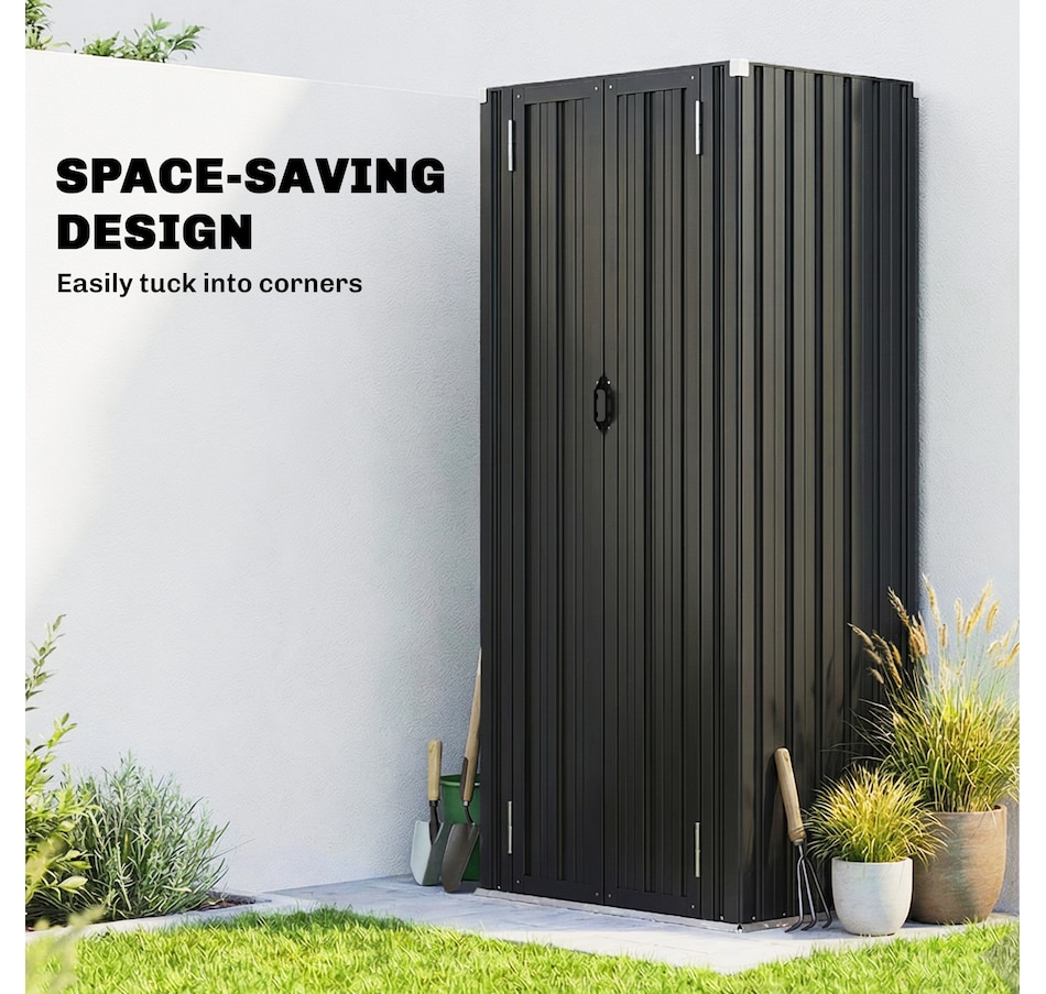 Image 930972_ALTMORE3.jpg, Product 930-972 / Price $229.99, Outsunny Outdoor Storage Shed with Double Doors 29.9" x21.7" x70.1", Dark Grey from Outsunny on TSC.ca's Home & Garden department