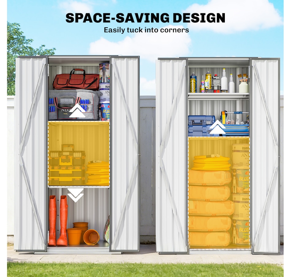 Image 930972_ALTMORE4.jpg, Product 930-972 / Price $229.99, Outsunny Outdoor Storage Shed with Double Doors 29.9" x21.7" x70.1", Dark Grey from Outsunny on TSC.ca's Home & Garden department