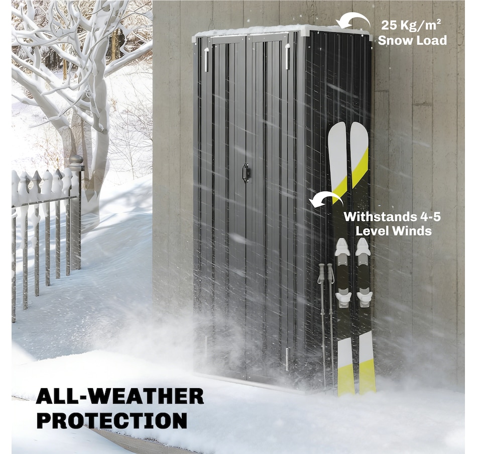 Image 930972_ALTMORE6.jpg, Product 930-972 / Price $229.99, Outsunny Outdoor Storage Shed with Double Doors 29.9" x21.7" x70.1", Dark Grey from Outsunny on TSC.ca's Home & Garden department