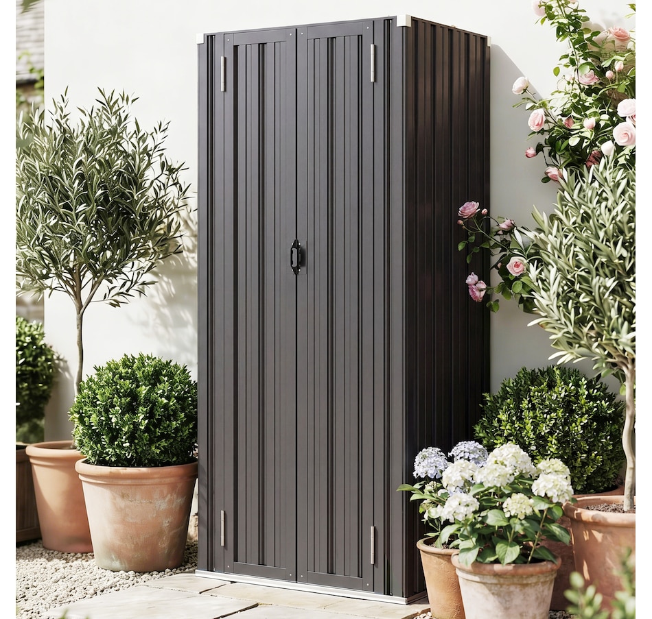 Image 930972_ALTMORE8.jpg, Product 930-972 / Price $229.99, Outsunny Outdoor Storage Shed with Double Doors 29.9" x21.7" x70.1", Dark Grey from Outsunny on TSC.ca's Home & Garden department