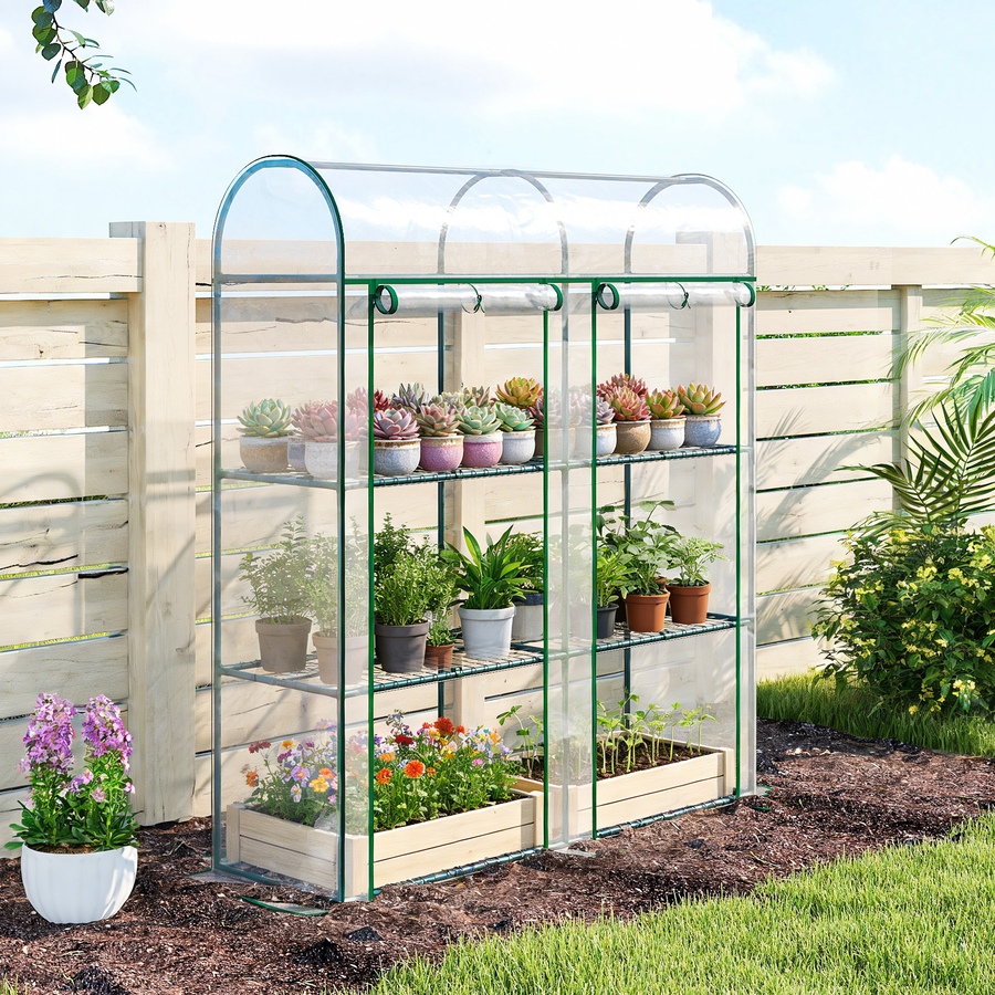 Image 930974_ALTMORE8.jpg, Product 930-974 / Price $74.99, Outsunny 3 Tier Mini Greenhouse, Portable Greenhouse, Clear from Outsunny on TSC.ca's Home & Garden department