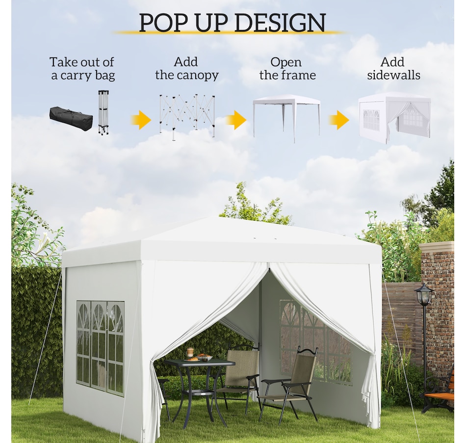 Image 930976_ALTMORE3.jpg, Product 930-976 / Price $149.99, Outsunny 10'x10' Outdoor Pop Up Party Tent with Carrying Bag White from Outsunny on TSC.ca's Home & Garden department
