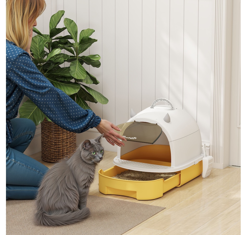 Image 930985_ALTMORE1.jpg, Product 930-985 / Price $50.99, PawHut Cat Litter Box, Enclosed Kitty Litter Box with Lid, Scoop, Yellow from PawHut on TSC.ca's Home & Garden department