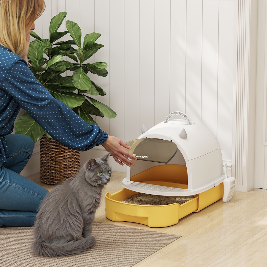 Image 930985_ALTMORE1.jpg, Product 930-985 / Price $49.99, PawHut Cat Litter Box, Enclosed Kitty Litter Box with Lid, Scoop, Yellow from PawHut on TSC.ca's Home & Garden department