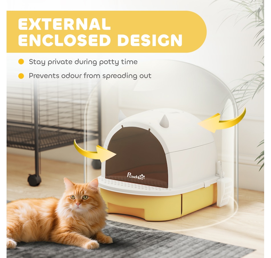 Image 930985_ALTMORE3.jpg, Product 930-985 / Price $50.99, PawHut Cat Litter Box, Enclosed Kitty Litter Box with Lid, Scoop, Yellow from PawHut on TSC.ca's Home & Garden department