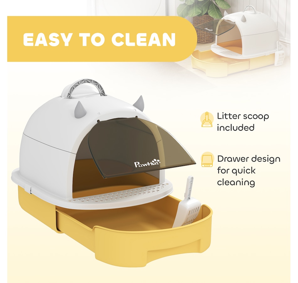 Image 930985_ALTMORE4.jpg, Product 930-985 / Price $50.99, PawHut Cat Litter Box, Enclosed Kitty Litter Box with Lid, Scoop, Yellow from PawHut on TSC.ca's Home & Garden department