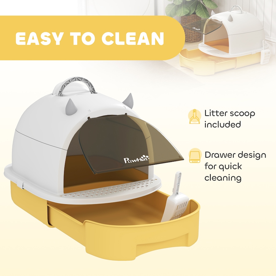 Image 930985_ALTMORE4.jpg, Product 930-985 / Price $49.99, PawHut Cat Litter Box, Enclosed Kitty Litter Box with Lid, Scoop, Yellow from PawHut on TSC.ca's Home & Garden department