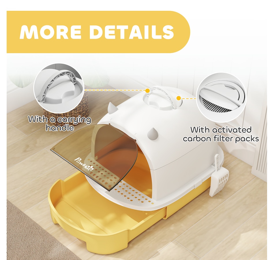 Image 930985_ALTMORE6.jpg, Product 930-985 / Price $50.99, PawHut Cat Litter Box, Enclosed Kitty Litter Box with Lid, Scoop, Yellow from PawHut on TSC.ca's Home & Garden department