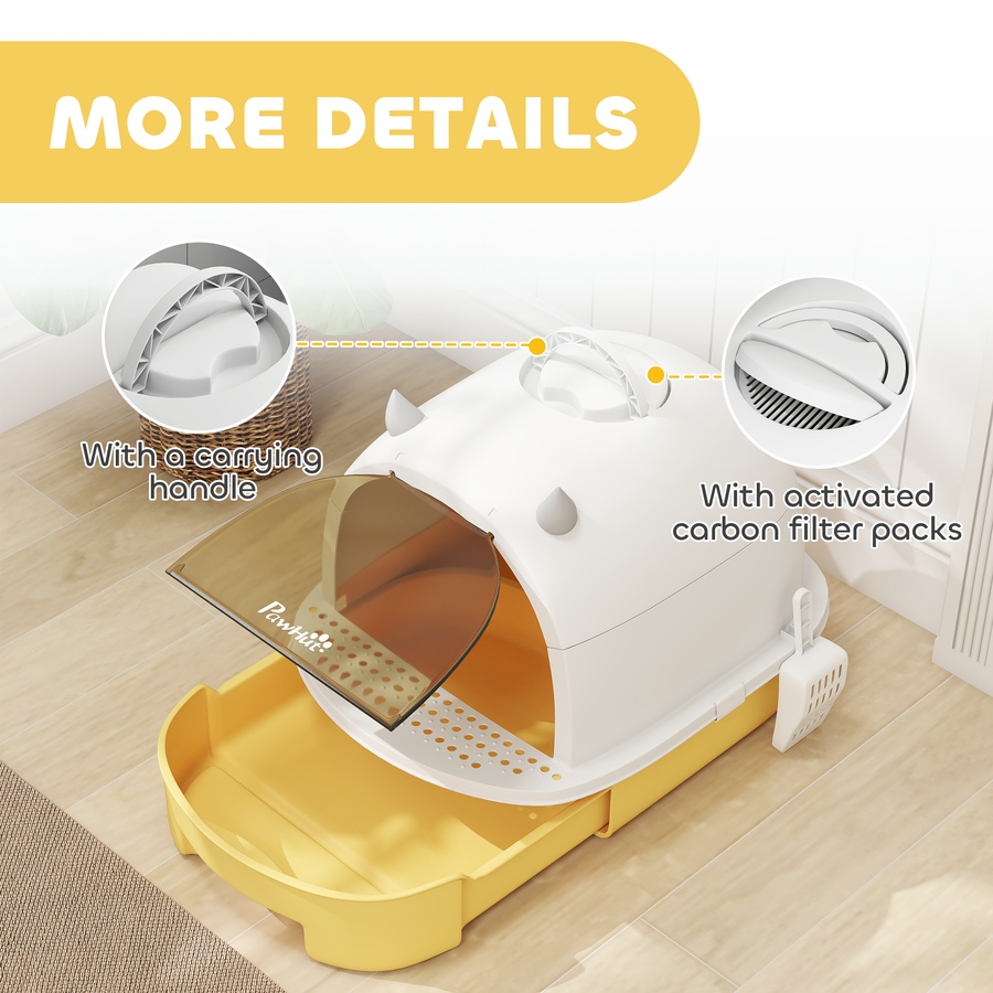 Image 930985_ALTMORE6.jpg, Product 930-985 / Price $49.99, PawHut Cat Litter Box, Enclosed Kitty Litter Box with Lid, Scoop, Yellow from PawHut on TSC.ca's Home & Garden department