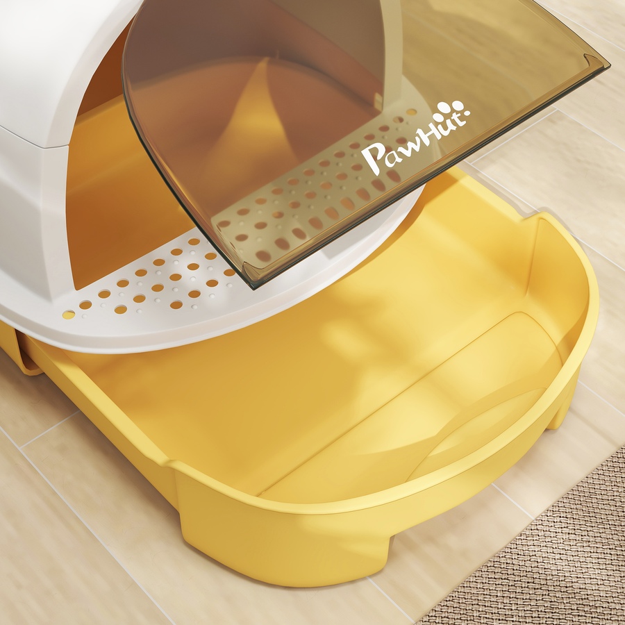 Image 930985_ALTMORE7.jpg, Product 930-985 / Price $49.99, PawHut Cat Litter Box, Enclosed Kitty Litter Box with Lid, Scoop, Yellow from PawHut on TSC.ca's Home & Garden department