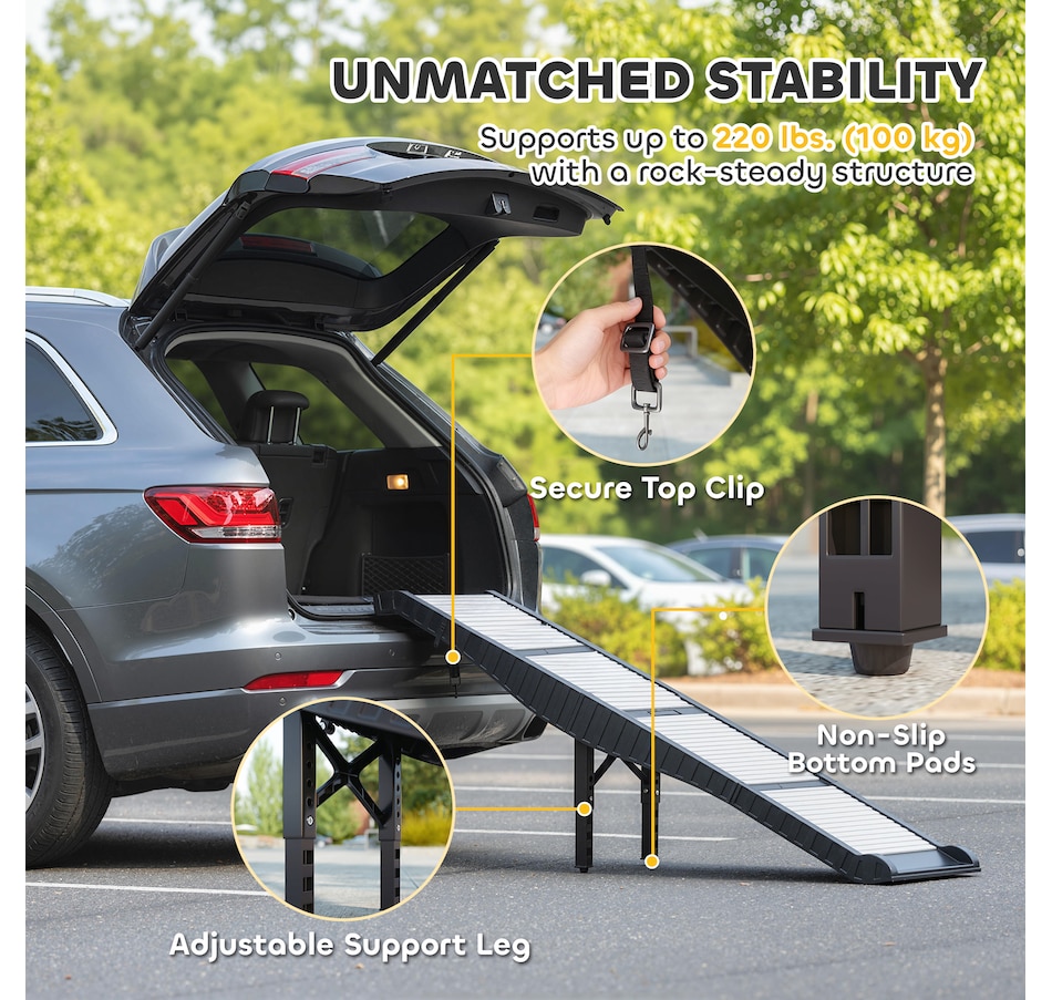 Image 930986_ALTMORE4.jpg, Product 930-986 / Price $99.99, PawHut Foldable Dog Car Ramp Non-Slip Surface, Support Leg, 69" x 15.7" from PawHut on TSC.ca's Home & Garden department