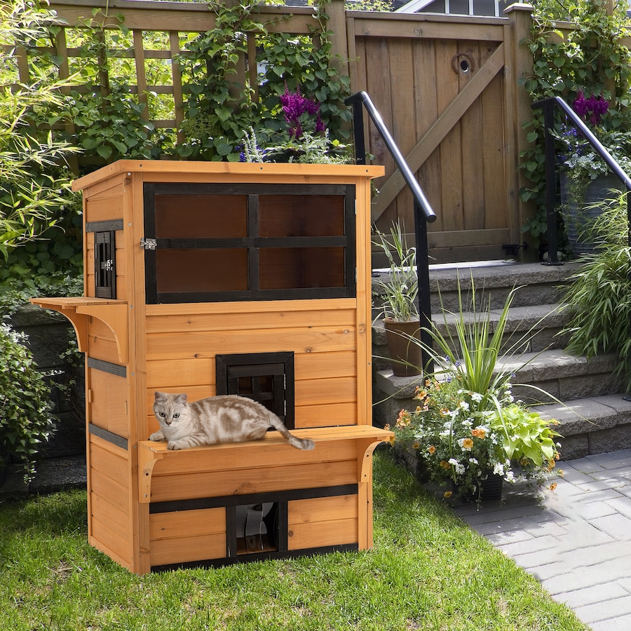 Image 930995_ALTMORE1.jpg, Product 930-995 / Price $189.99, PawHut 3-Story Cat House with Raised Floor, Escape Doors, Yellow from PawHut on TSC.ca's Home & Garden department