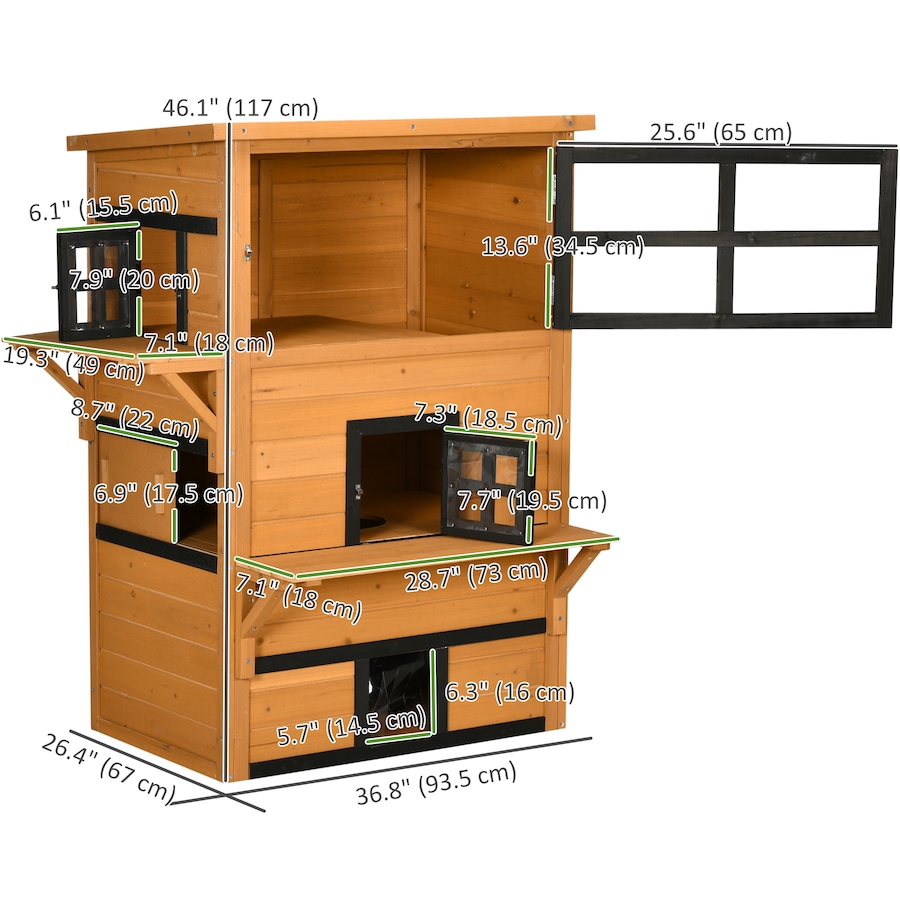 Image 930995_ALTMORE2.jpg, Product 930-995 / Price $189.99, PawHut 3-Story Cat House with Raised Floor, Escape Doors, Yellow from PawHut on TSC.ca's Home & Garden department