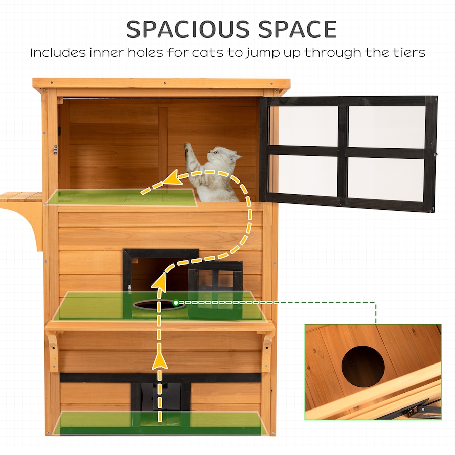 Image 930995_ALTMORE6.jpg, Product 930-995 / Price $189.99, PawHut 3-Story Cat House with Raised Floor, Escape Doors, Yellow from PawHut on TSC.ca's Home & Garden department