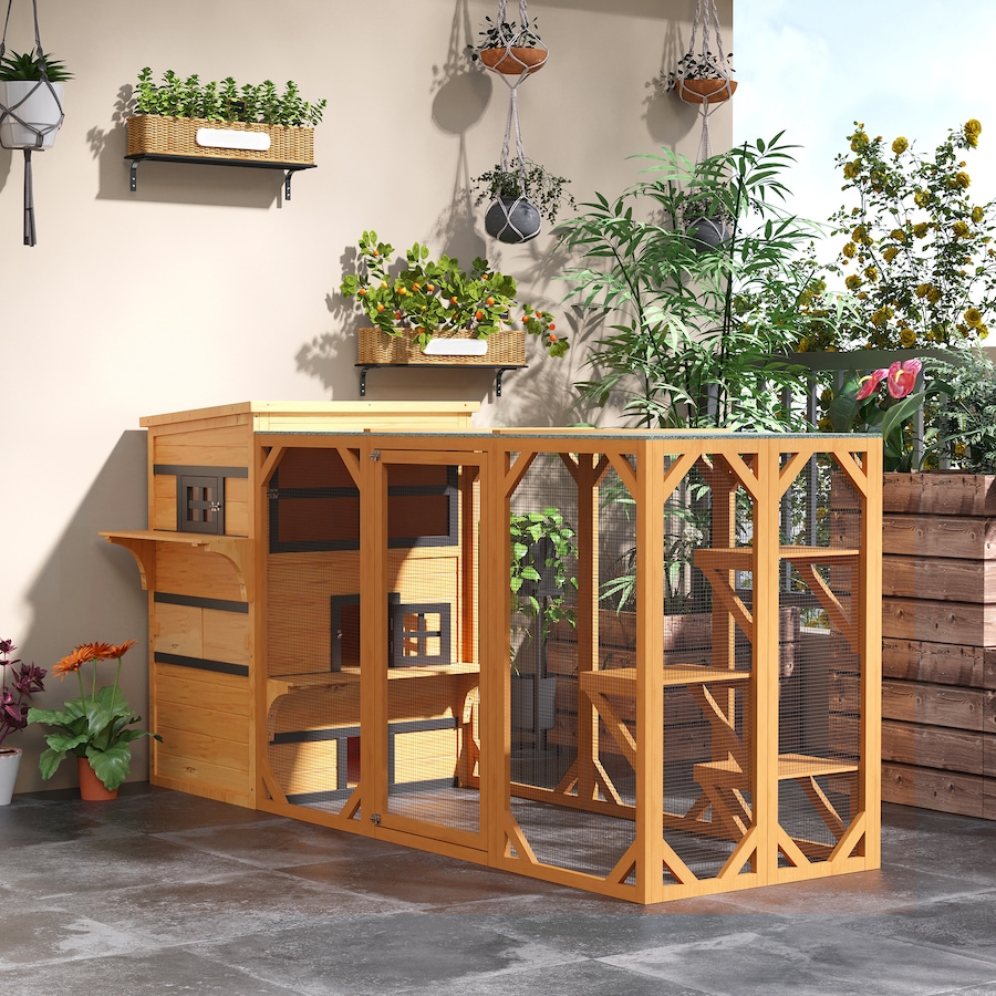 Image 930995_ALTMORE7.jpg, Product 930-995 / Price $189.99, PawHut 3-Story Cat House with Raised Floor, Escape Doors, Yellow from PawHut on TSC.ca's Home & Garden department