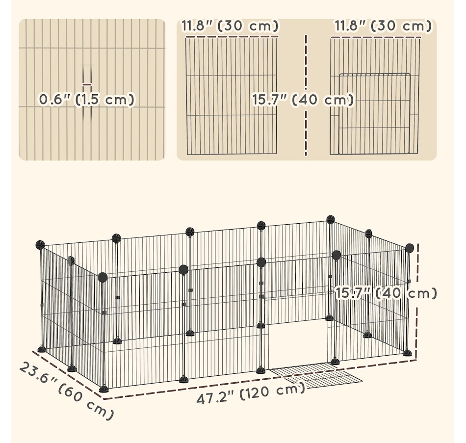 Image 930996_ALTMORE2.jpg, Product 930-996 / Price $56.99, PawHut Small Animal Cage DIY Playpen with Door 47.2" x 23.6" from PawHut on TSC.ca's Home & Garden department