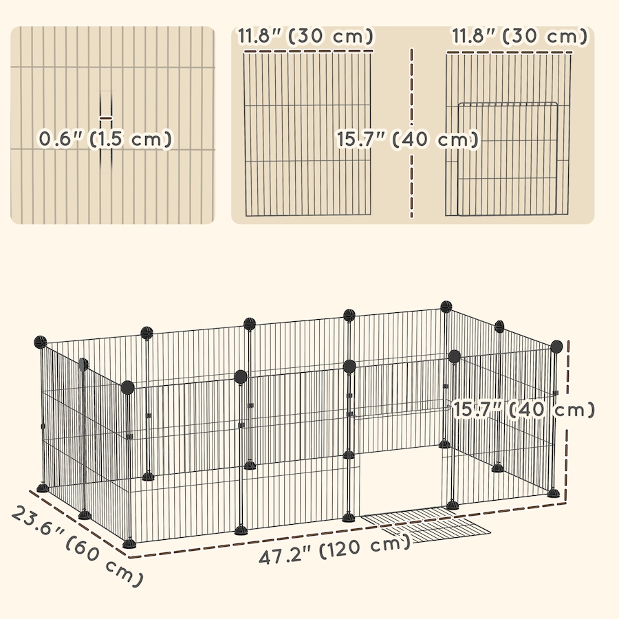 Image 930996_ALTMORE2.jpg, Product 930-996 / Price $55.99, PawHut Small Animal Cage DIY Playpen with Door 47.2" x 23.6" from PawHut on TSC.ca's Home & Garden department