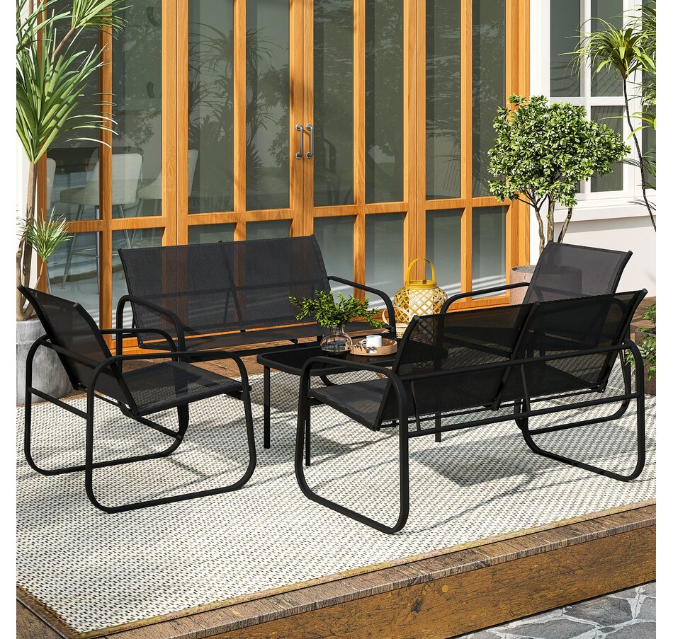 Image 931010_ALTMORE1.jpg, Product 931-010 / Price $279.99, Outsunny 5 Piece Patio Furniture Set, Metal Outdoor Conversation Set, Black from Outsunny on TSC.ca's Home & Garden department