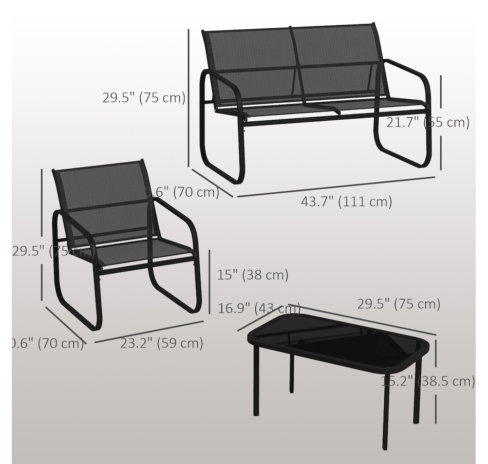 Image 931010_ALTMORE2.jpg, Product 931-010 / Price $279.99, Outsunny 5 Piece Patio Furniture Set, Metal Outdoor Conversation Set, Black from Outsunny on TSC.ca's Home & Garden department