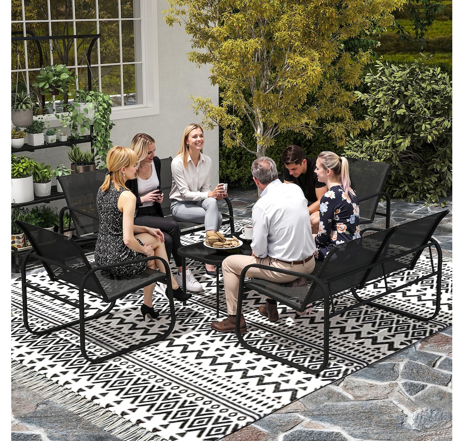 Image 931010_ALTMORE7.jpg, Product 931-010 / Price $279.99, Outsunny 5 Piece Patio Furniture Set, Metal Outdoor Conversation Set, Black from Outsunny on TSC.ca's Home & Garden department