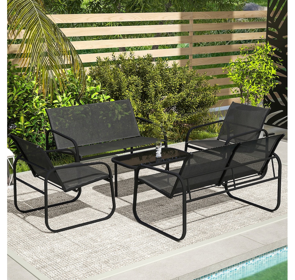 Image 931010_ALTMORE8.jpg, Product 931-010 / Price $279.99, Outsunny 5 Piece Patio Furniture Set, Metal Outdoor Conversation Set, Black from Outsunny on TSC.ca's Home & Garden department