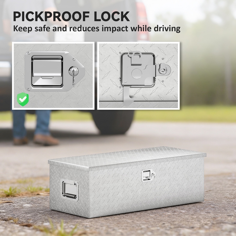 Image 931024_ALTMORE6.jpg, Product 931-024 / Price $114.99 - $229.99, HOMCOM 30/48 Inch Truck Bed Tool Box, Heavy Duty Aluminum Trailer Tongue Box from HOMCOM on TSC.ca's Home & Garden department