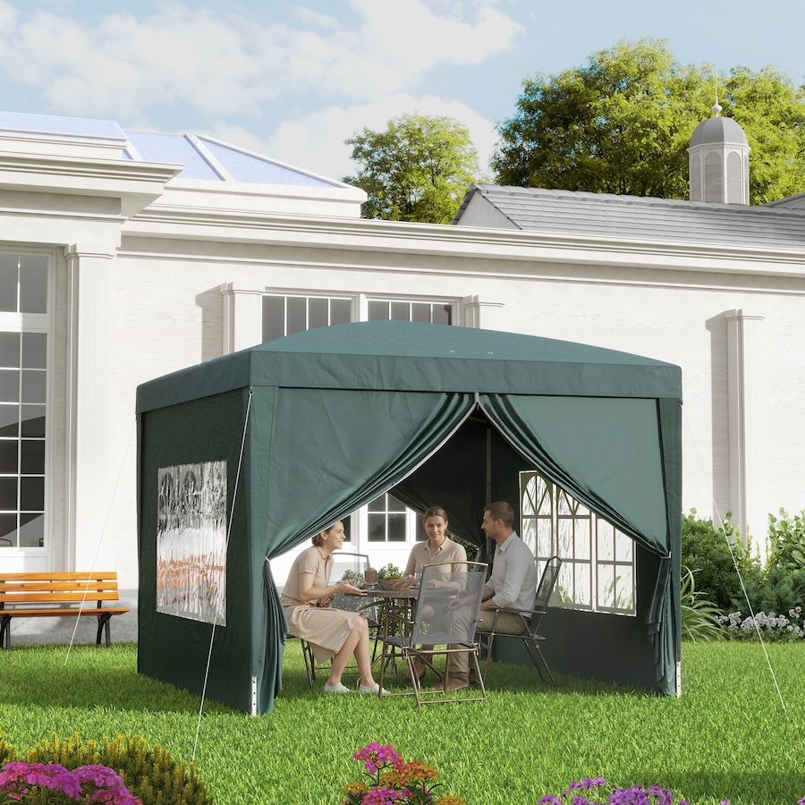 Image 931031_ALTMORE1.jpg, Product 931-031 / Price $154.99, Outsunny 10'x10' Outdoor Pop Up Party Tent with Carrying Bag Dark Green from Outsunny on TSC.ca's Home & Garden department