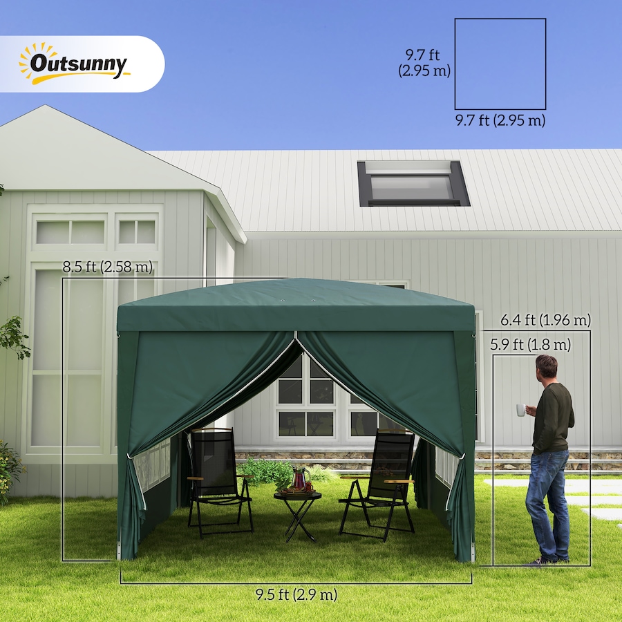 Image 931031_ALTMORE2.jpg, Product 931-031 / Price $154.99, Outsunny 10'x10' Outdoor Pop Up Party Tent with Carrying Bag Dark Green from Outsunny on TSC.ca's Home & Garden department