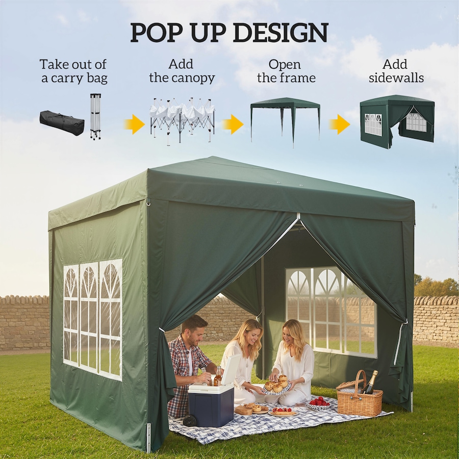 Image 931031_ALTMORE3.jpg, Product 931-031 / Price $154.99, Outsunny 10'x10' Outdoor Pop Up Party Tent with Carrying Bag Dark Green from Outsunny on TSC.ca's Home & Garden department