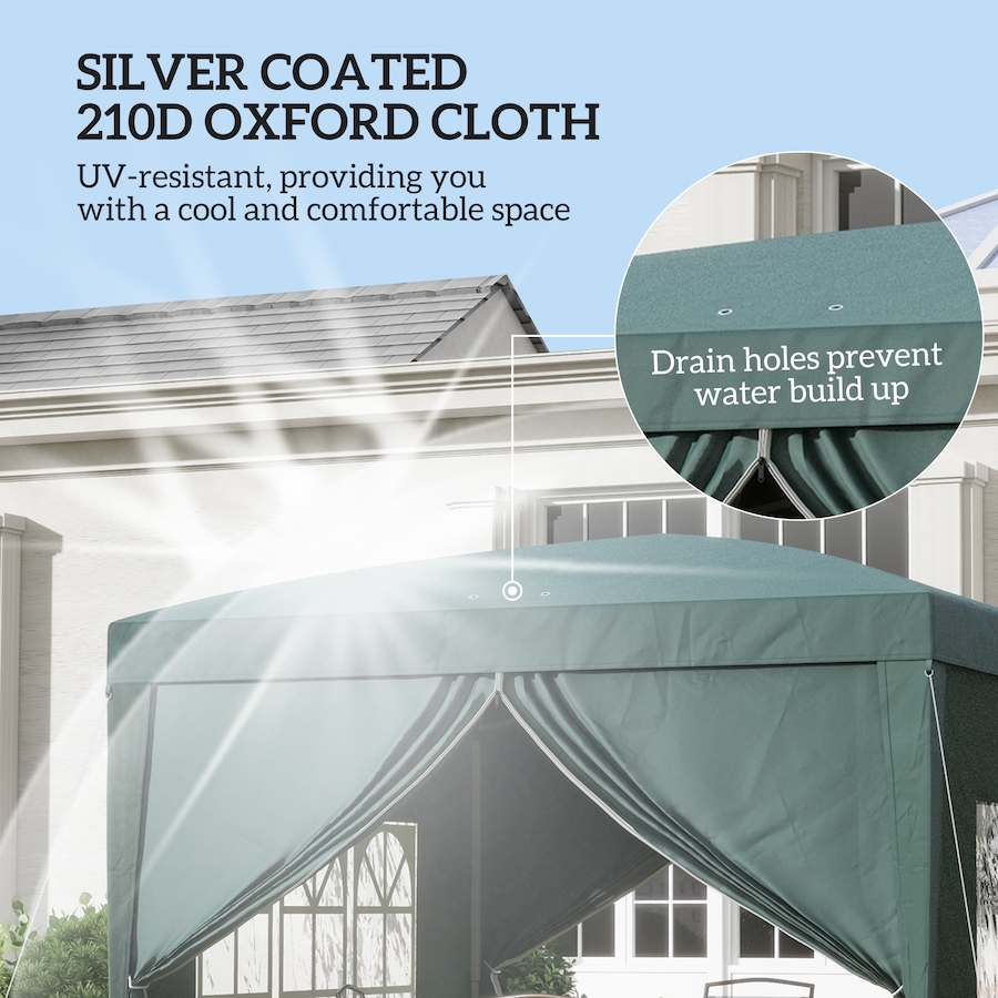 Image 931031_ALTMORE4.jpg, Product 931-031 / Price $154.99, Outsunny 10'x10' Outdoor Pop Up Party Tent with Carrying Bag Dark Green from Outsunny on TSC.ca's Home & Garden department