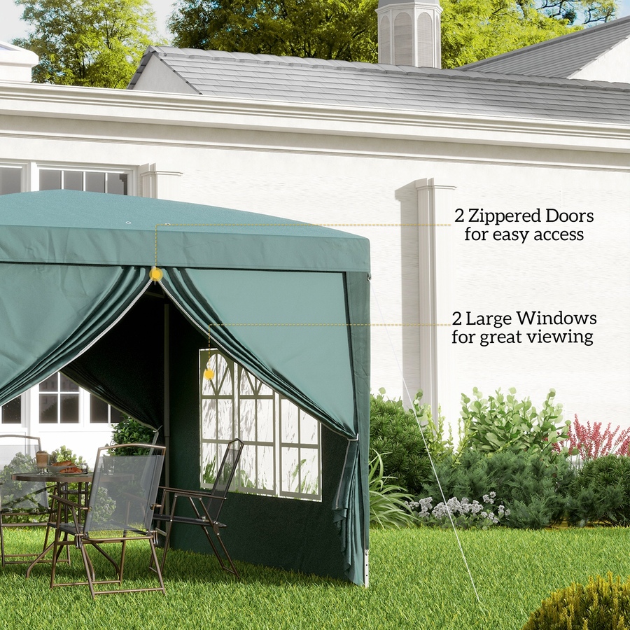 Image 931031_ALTMORE6.jpg, Product 931-031 / Price $154.99, Outsunny 10'x10' Outdoor Pop Up Party Tent with Carrying Bag Dark Green from Outsunny on TSC.ca's Home & Garden department