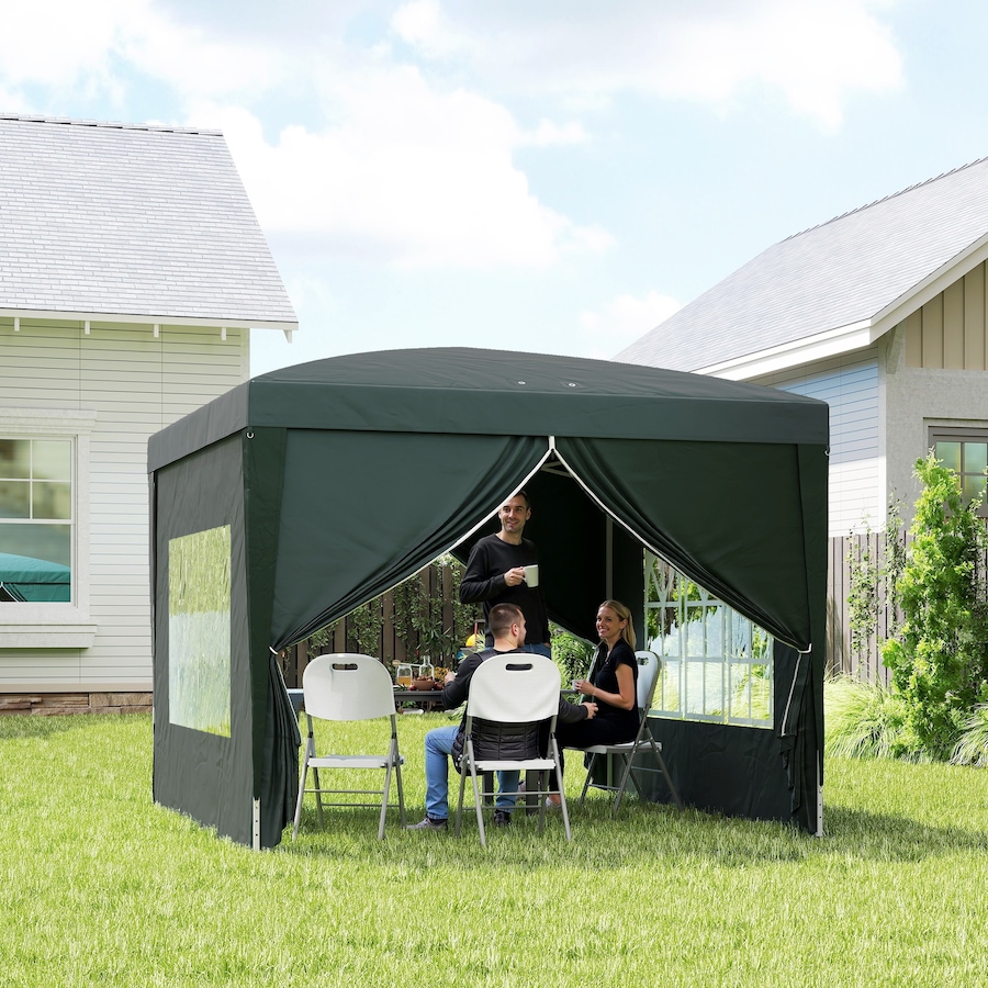 Image 931031_ALTMORE7.jpg, Product 931-031 / Price $154.99, Outsunny 10'x10' Outdoor Pop Up Party Tent with Carrying Bag Dark Green from Outsunny on TSC.ca's Home & Garden department