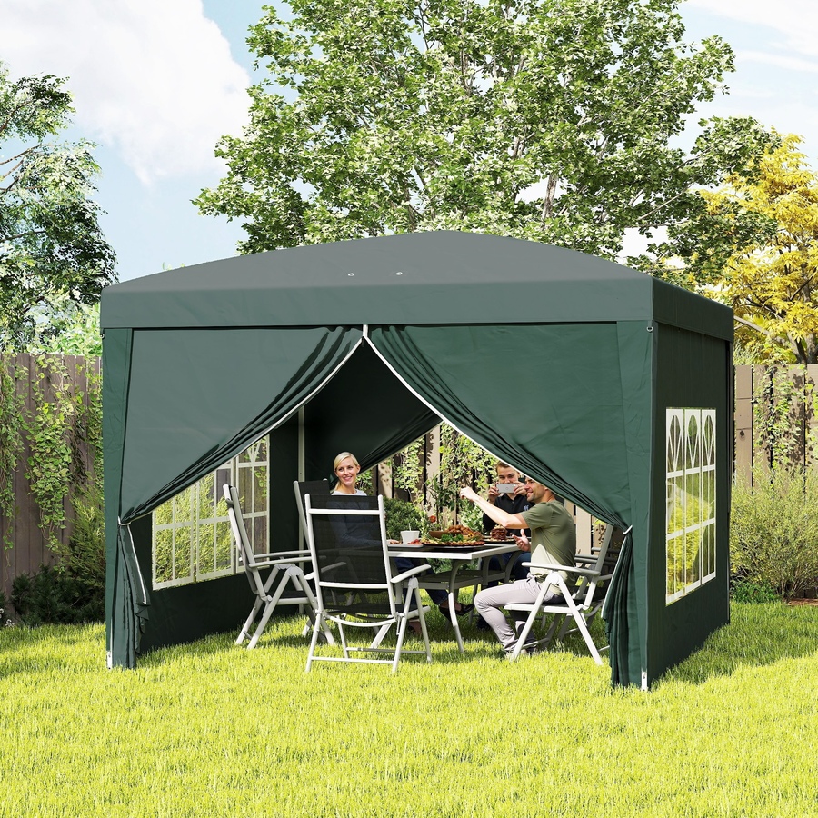 Image 931031_ALTMORE8.jpg, Product 931-031 / Price $154.99, Outsunny 10'x10' Outdoor Pop Up Party Tent with Carrying Bag Dark Green from Outsunny on TSC.ca's Home & Garden department