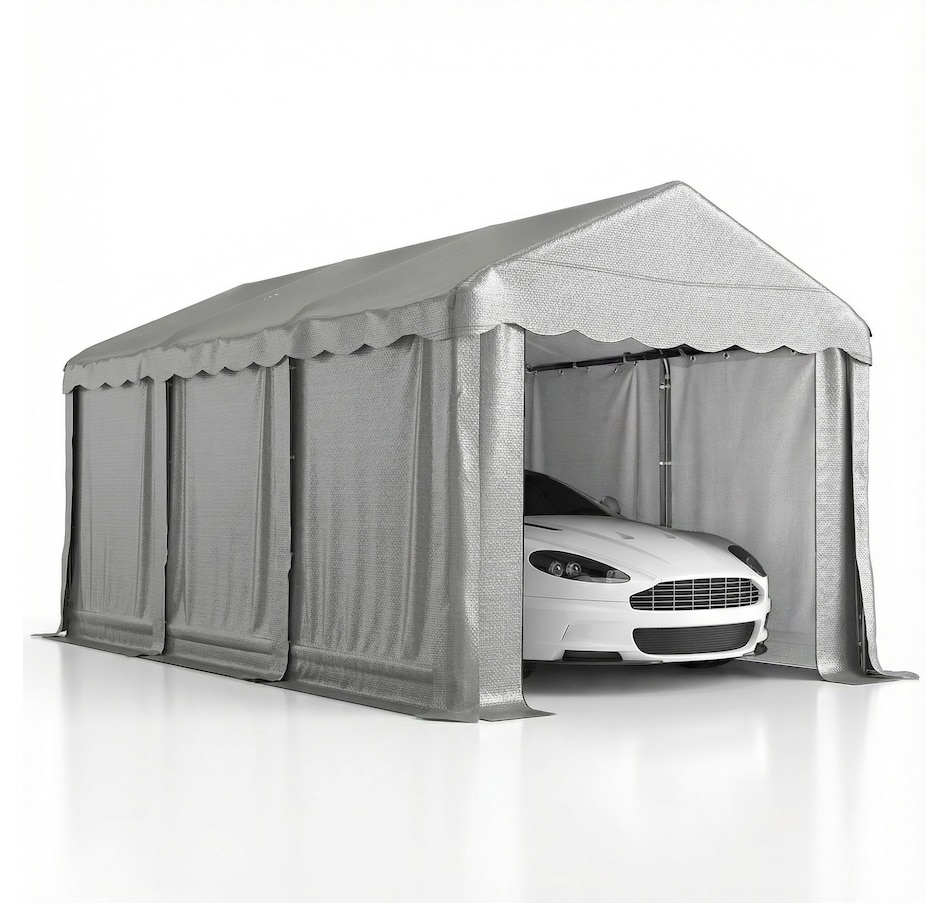 Image 931032.jpg, Product 931-032 / Price $249.99, Outsunny 20' x 10' Outdoor Storage Shed Tent with Roll-up Door, Light Grey from Outsunny on TSC.ca's Home & Garden department