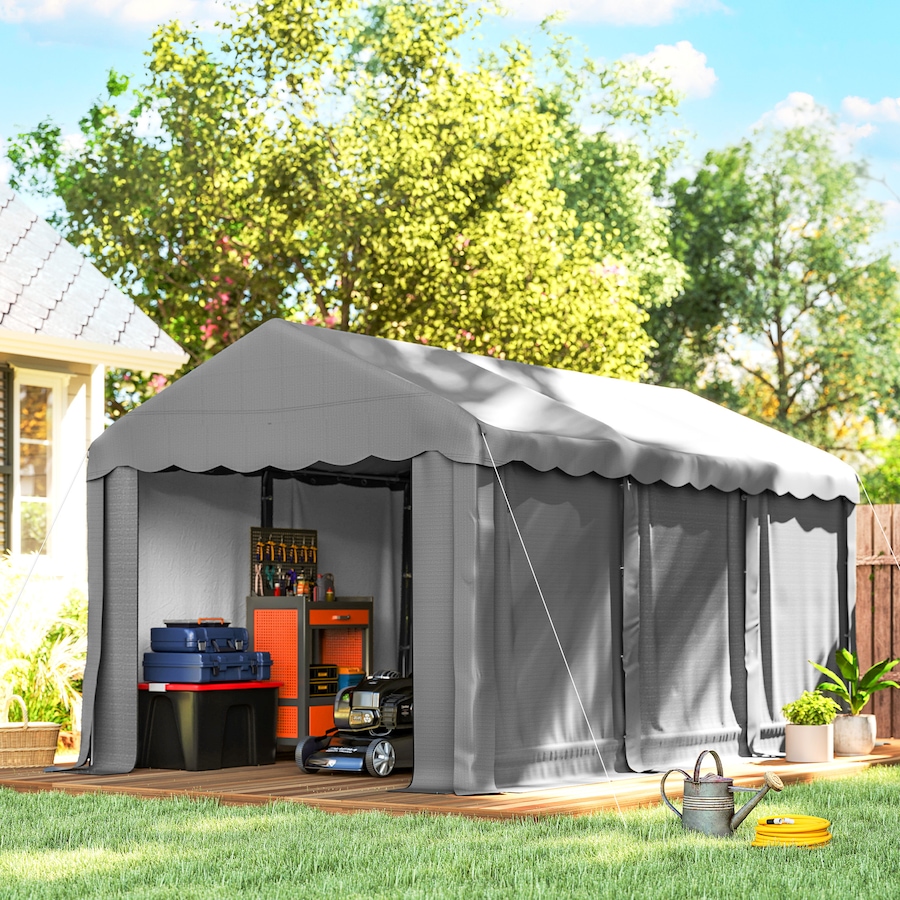 Image 931032_ALTMORE1.jpg, Product 931-032 / Price $269.99, Outsunny 20' x 10' Outdoor Storage Shed Tent with Roll-up Door, Light Grey from Outsunny on TSC.ca's Home & Garden department