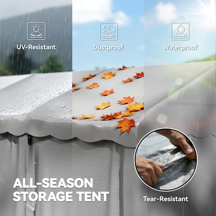 Image 931032_ALTMORE3.jpg, Product 931-032 / Price $269.99, Outsunny 20' x 10' Outdoor Storage Shed Tent with Roll-up Door, Light Grey from Outsunny on TSC.ca's Home & Garden department
