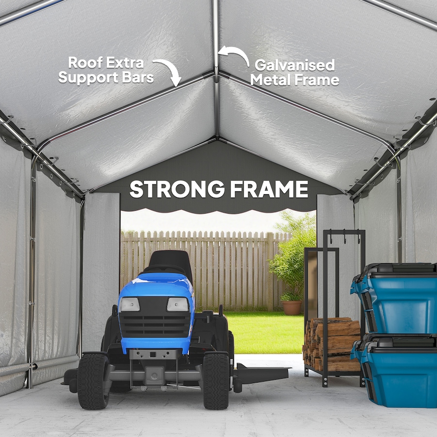 Image 931032_ALTMORE4.jpg, Product 931-032 / Price $269.99, Outsunny 20' x 10' Outdoor Storage Shed Tent with Roll-up Door, Light Grey from Outsunny on TSC.ca's Home & Garden department