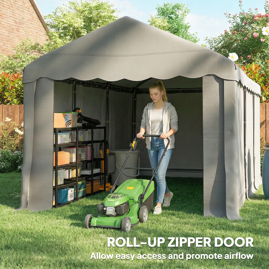 Image 931032_ALTMORE6.jpg, Product 931-032 / Price $269.99, Outsunny 20' x 10' Outdoor Storage Shed Tent with Roll-up Door, Light Grey from Outsunny on TSC.ca's Home & Garden department